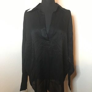 Zara blacked sheer striped top with tag size small